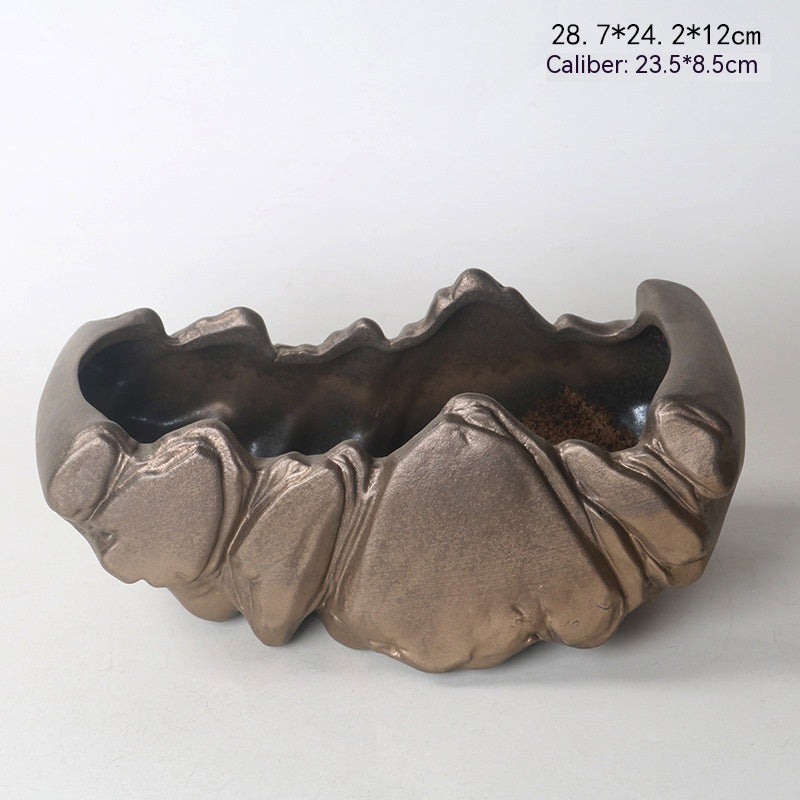 Rustic Plant Pot - Ceramic Tray Hand-Painted | Tillmart