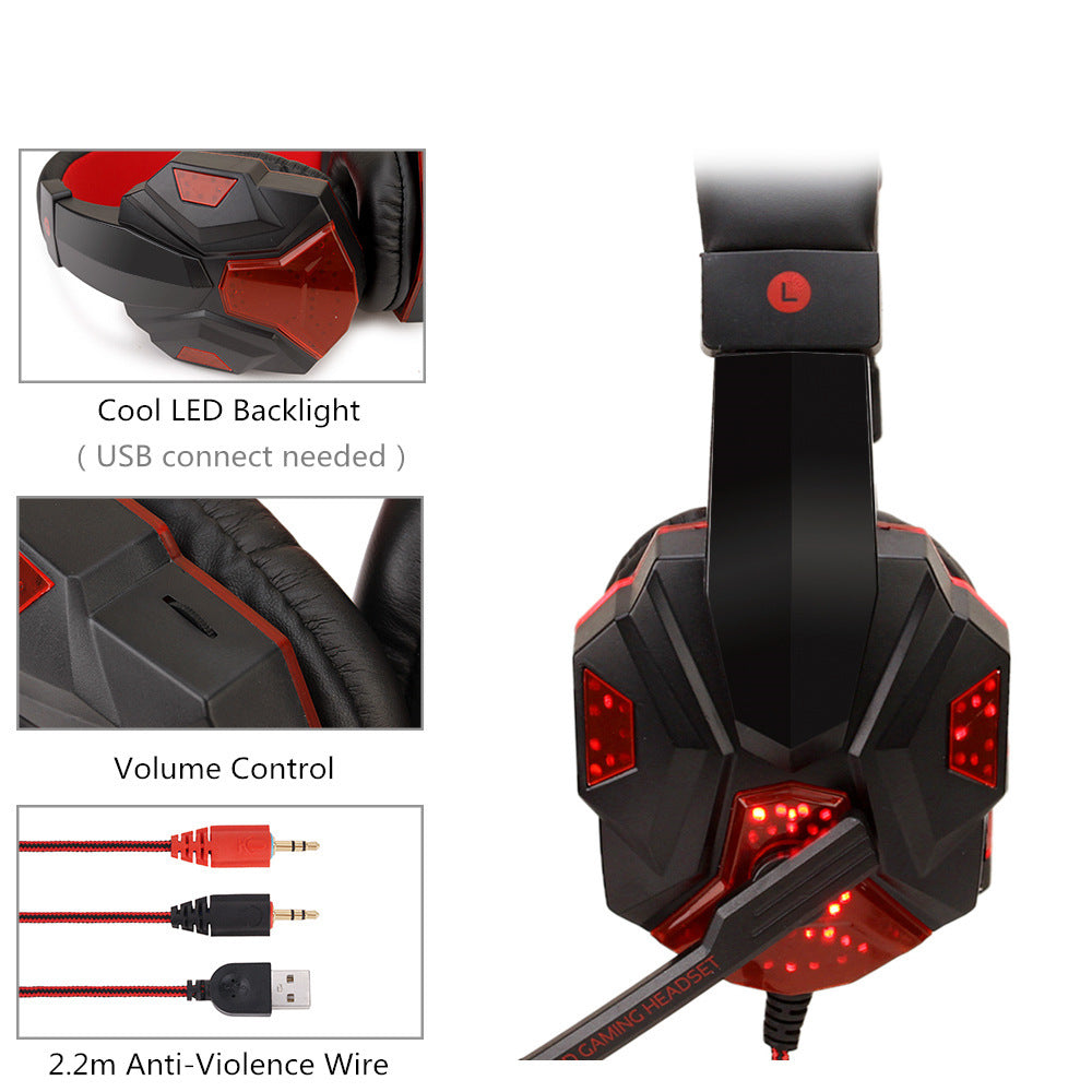 Wired Gaming Headphones Mic - LED Light Headset | Tillmart