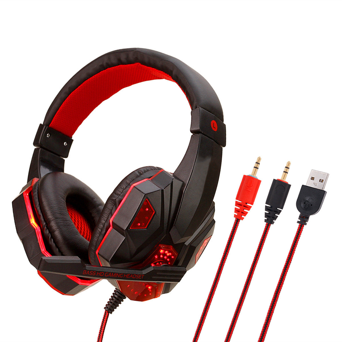 Wired Gaming Headphones Mic - LED Light Headset | Tillmart