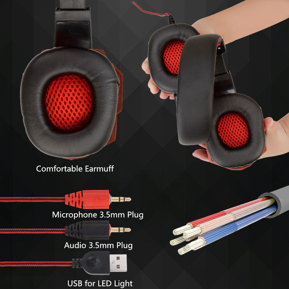 Wired Gaming Headphones Mic - LED Light Headset | Tillmart