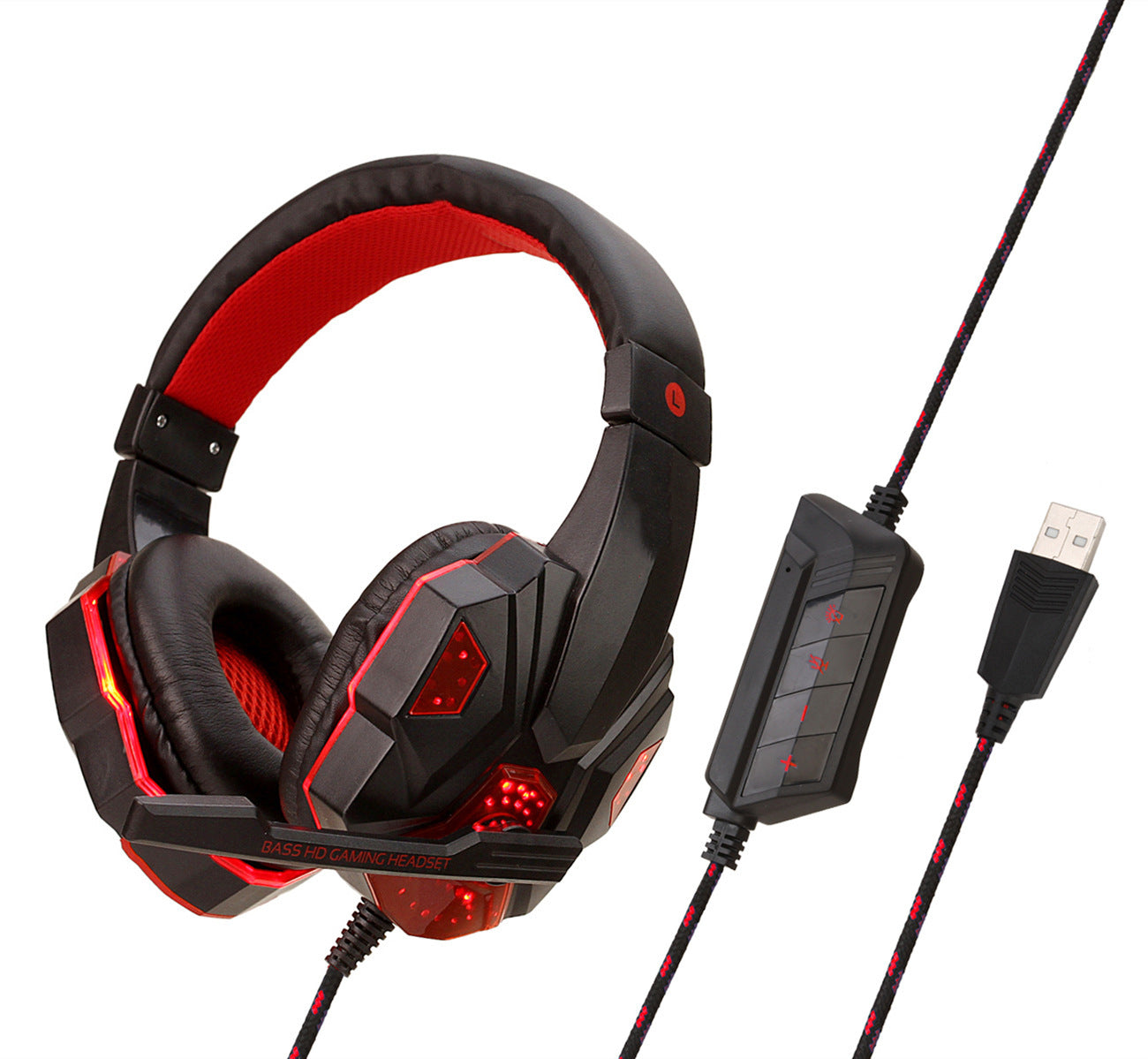 Wired Gaming Headphones Mic - LED Light Headset | Tillmart