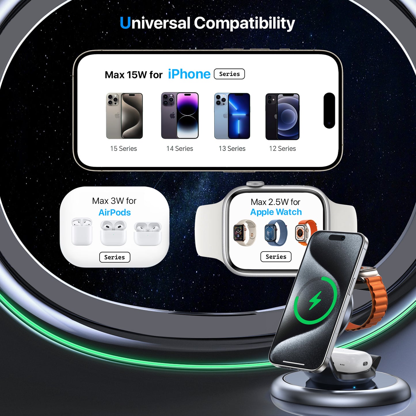 3-in-1 MagSafe Charger Station - Wireless Dock | Tillmart