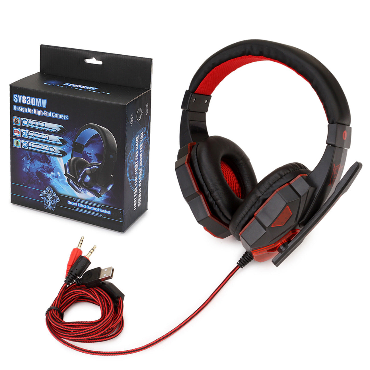 Wired Gaming Headphones Mic - LED Light Headset | Tillmart