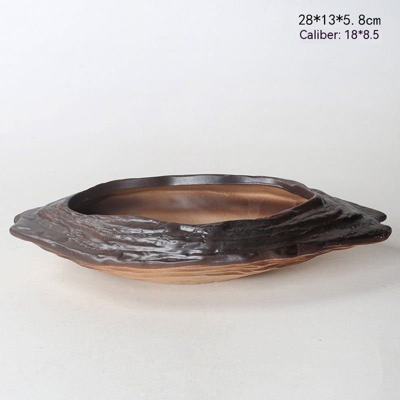 Rustic Plant Pot - Ceramic Tray Hand-Painted | Tillmart