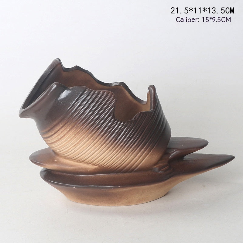 Rustic Plant Pot - Ceramic Tray Hand-Painted | Tillmart