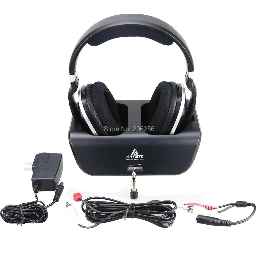 Artiste ADH300 2.4GHz Wireless TV Headphones Digital Over-Ear Stereo Headphone for TV 100ft Distance Transmitter Charging Dock