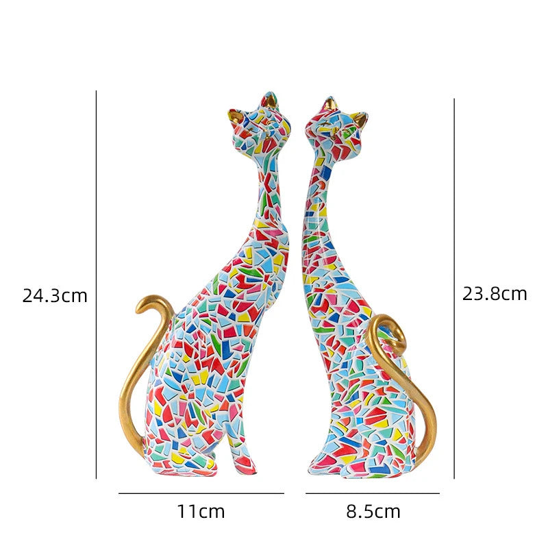 Nordic Graffiti Art Oil Painting Cat Decoration Resin Abstract Ornaments Figurines Bedroom Desktop Porch Cat Sculpture