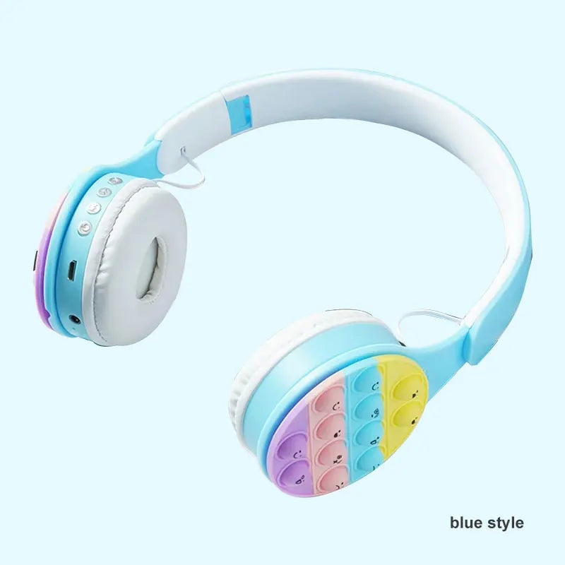 Headworn Rainbow Bubble Wireless Bluetooth Earphones 5.0 Pressure Reducing Cute Foldable with Microphone Card Insertion Earphone