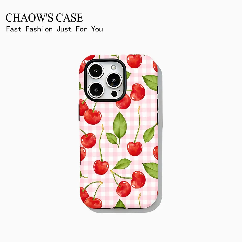 Phone Case for iPhone 17 16 15 14 13 12 11 X XS XR Air Pro Max Plus Luxury Double-layer Back Cover Fashion tropical fruit series