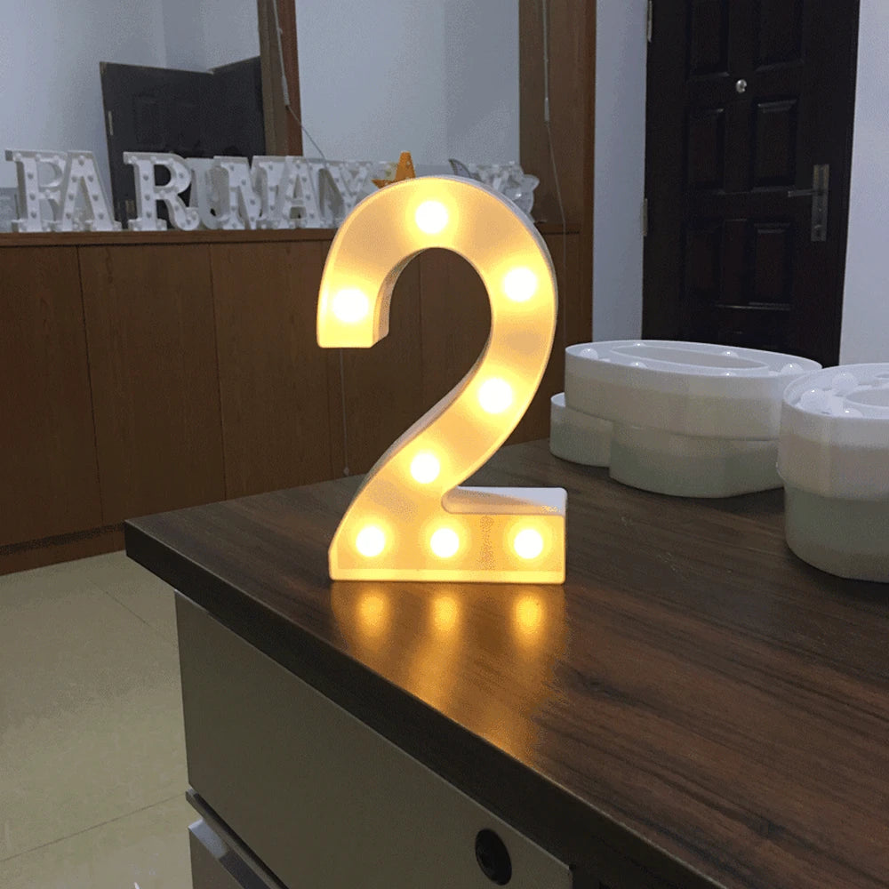 Luminous Number Lamp Alphabet Letter LED Lights Birthday Valentine's Day Wedding Party Decor 0-9 Digital A-Z Letters Night Light