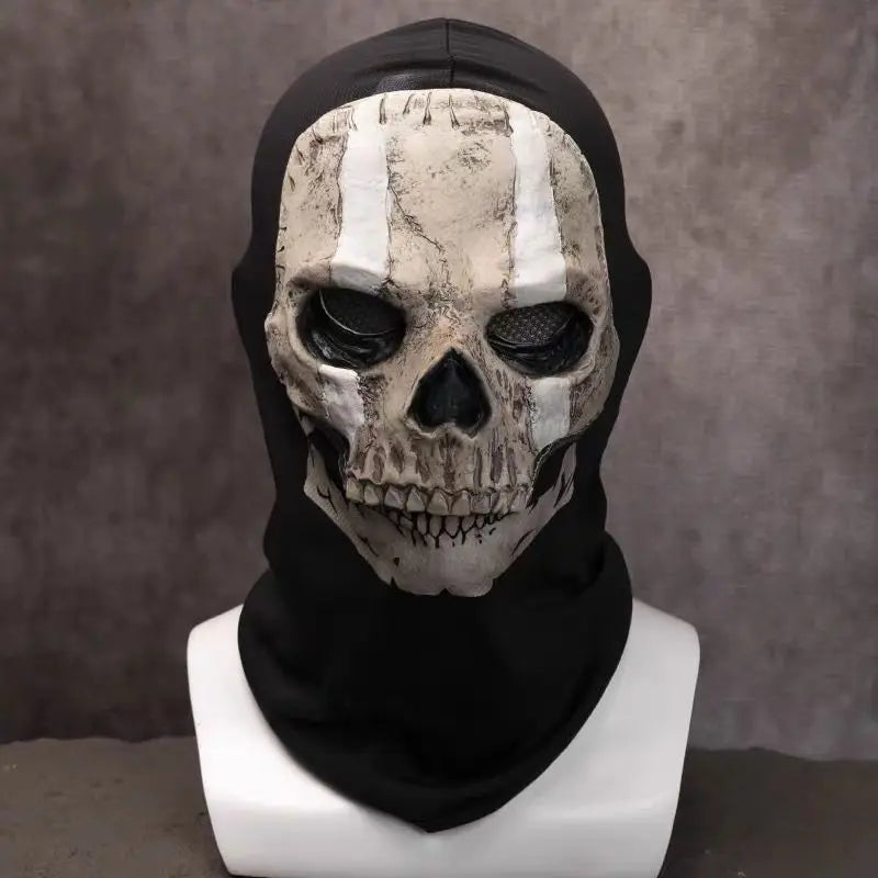 New Call of Duty 2 Skull Mask Silicone Halloween Cosplay Ghost Face Cover for Outdoor Riding and Costume Party Cosplay Mask