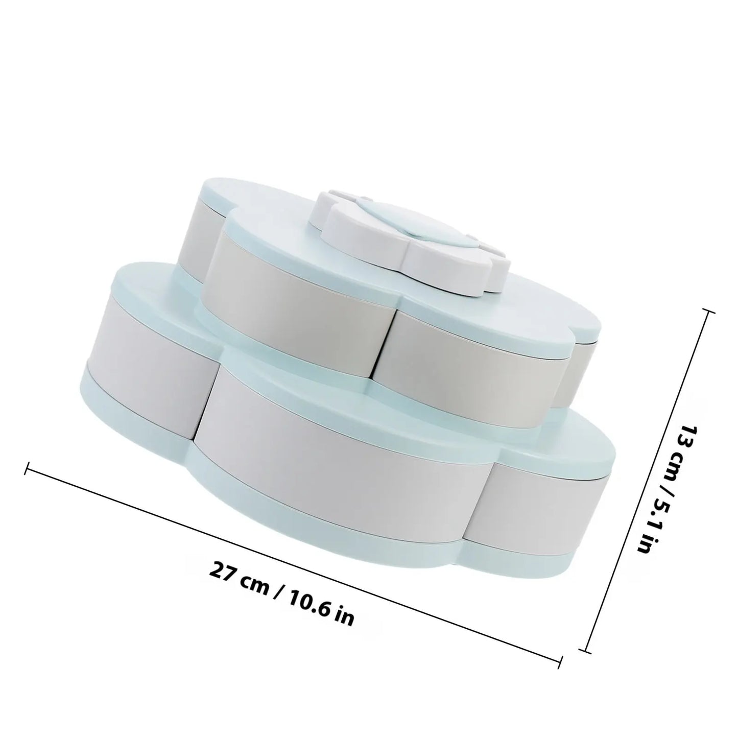1Pcs Rotating Flower Shape Double-Layer Snack Storage Box with Phone Holder Multiple Compartments Food Grade PP Candy Tray Dried