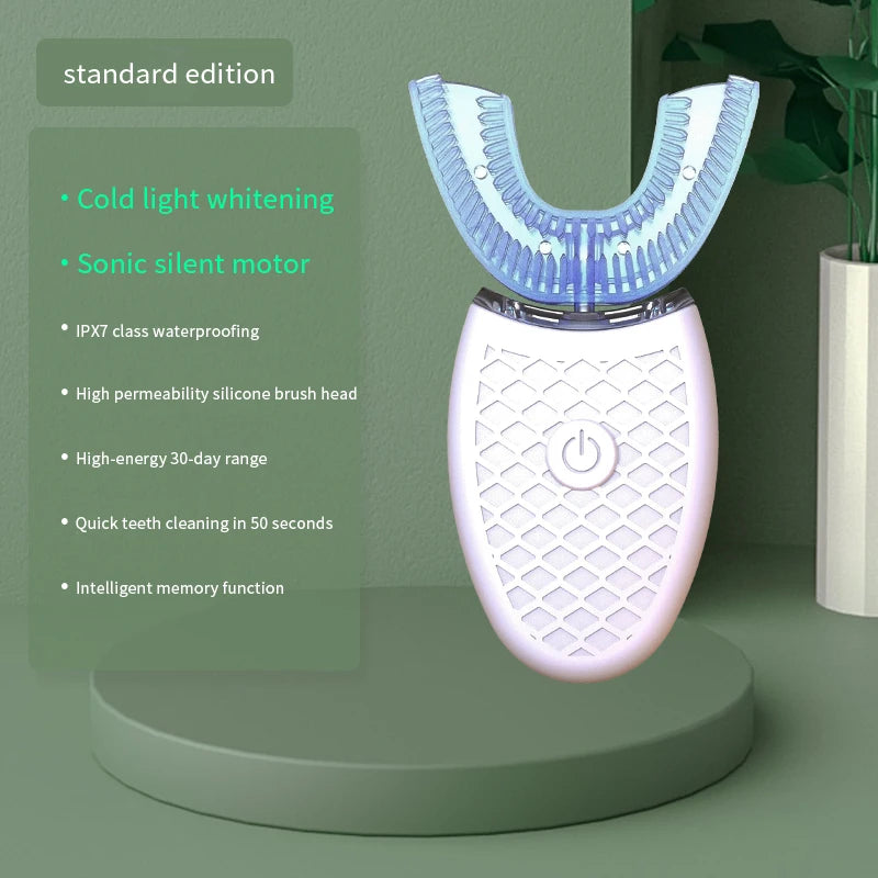 U-Type Electric Toothbrush Automatic Full Mouth Cleaning Toothbrush 360 Degrees Silicon Head USB Rechargeable Waterproof