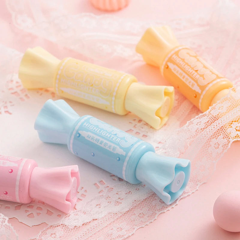 6pcs Double-headed Pastel Fluorescent Markers Candy Highlighters for Highlighting & Drawing Stationery School A7421