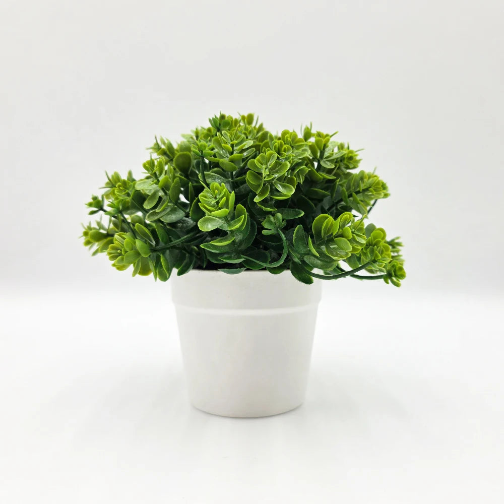 15cm Artificial Eucalyptus in Pot, Realistic Fake Greenery Plant Mini Potted Plant for Home Office Desk Decor, Table Centerpiece