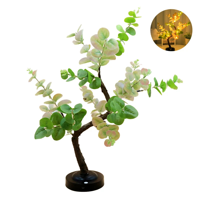 LED Tabletop Tree Lamp Battery Fairy Tree Night Lights with Removable Base for Party Wedding Gift Camping Summer Bedside Decor