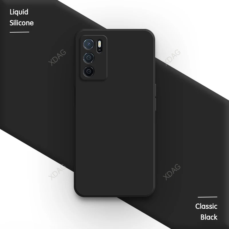 Straight Edge Phone Case for Oppo A54s 6.52" CPH2273 Skin Friendly Liquid Silicone Basic Original Classic Back Cover Accessories