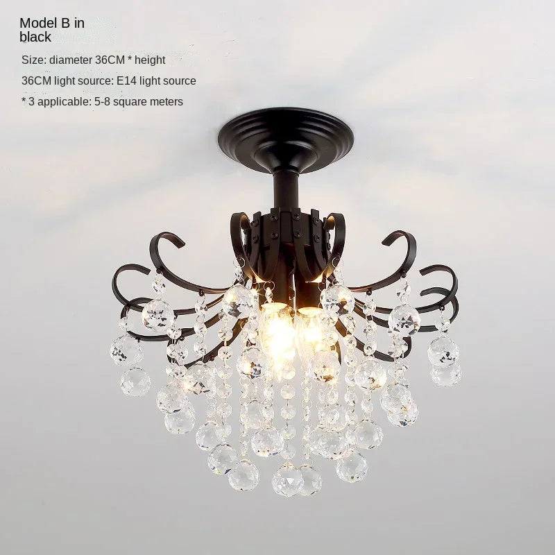 Modern Gold Crystal Small Round Ceiling Chandelier For Corridor Aisle Balcony Bedroom Living Room Led Home Indoor Light Fixtures