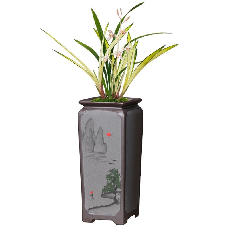 Ceramic Orchid Pot Retro Design - Indoor Decor | Tillmart