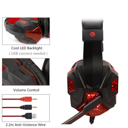Wired Gaming Headphones Mic - LED Light Headset | Tillmart