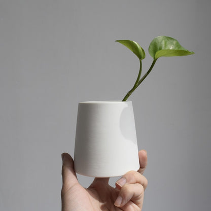 White Ceramic Green Planters