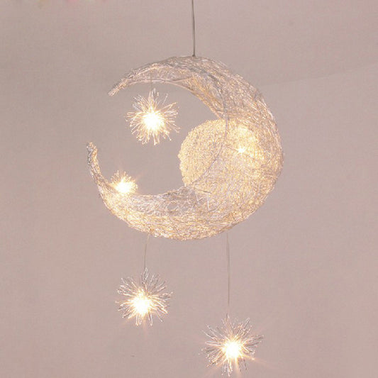 Star & Moon Aluminum Wire Chandelier