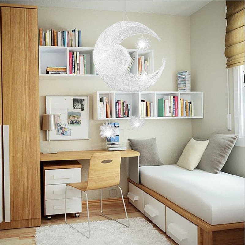 Star & Moon Aluminum Wire Chandelier