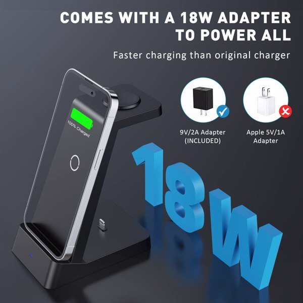 3-in-1 Wireless Charging Station Apple Android | Tillmart