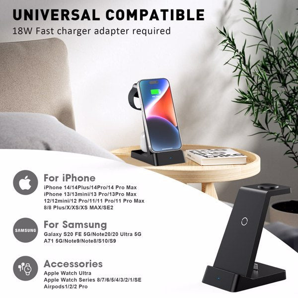 3-in-1 Wireless Charging Station Apple Android | Tillmart