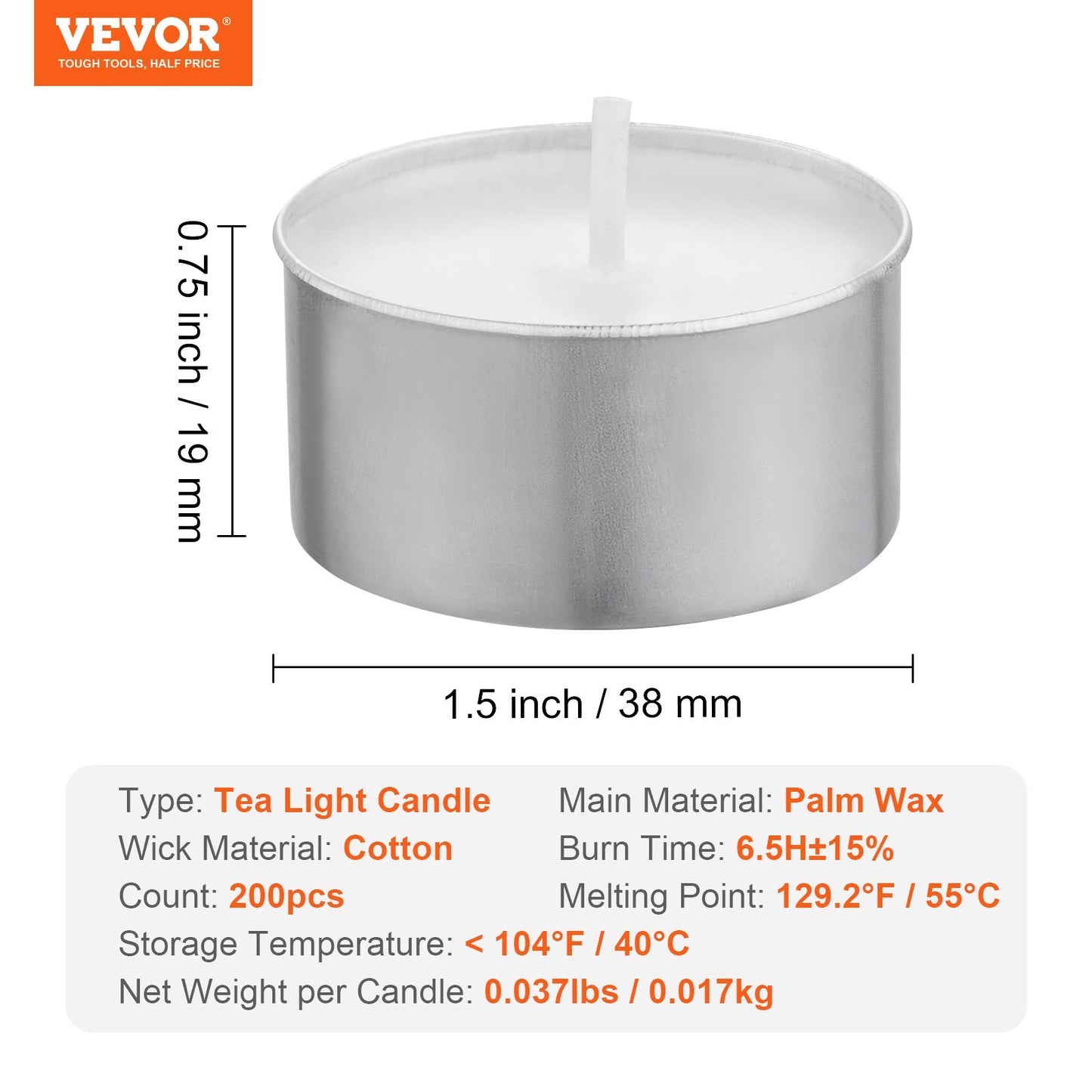 Unscented Tea Light Candles 200 Pack | Tillmart
