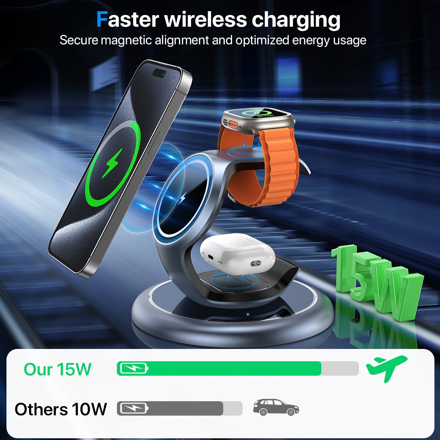 3-in-1 MagSafe Charger Station - Wireless Dock | Tillmart