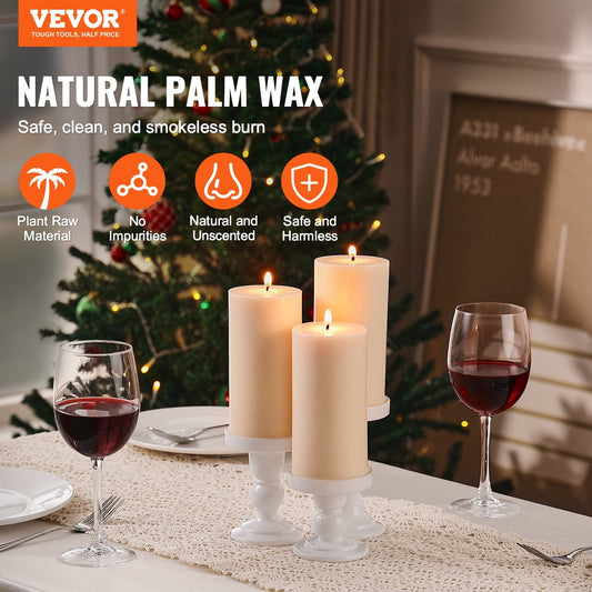Unscented Pillar Candles Set – Long Burn | Tillmart