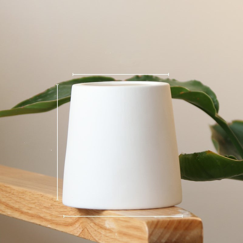 White Ceramic Green Planters