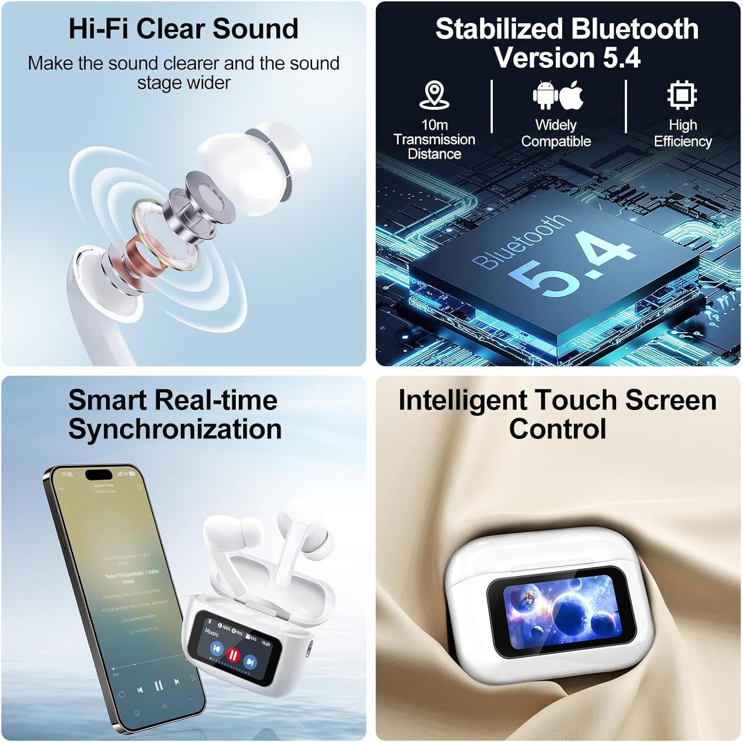 Bluetooth Earbuds ANC ENC - Touchscreen | Tillmart