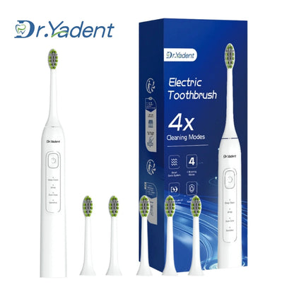 Dr.Yadent YD05 Electric Toothbrush USB-C Fast Charge 4 Modes for Adults 2mins SmartTimer 6 Replacement Heads Last for 1 Year Use