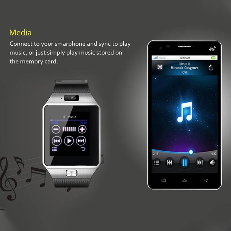 Smart Watch With TF Card Slot Camera SIM SmartWatch Bluetooth Information Watches Men Women Push Music Play For Android