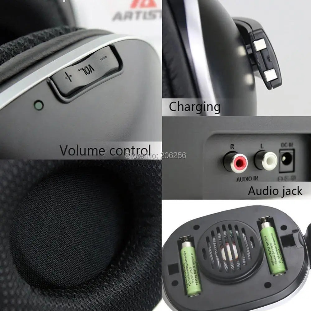 Artiste ADH300 2.4GHz Wireless TV Headphones Digital Over-Ear Stereo Headphone for TV 100ft Distance Transmitter Charging Dock