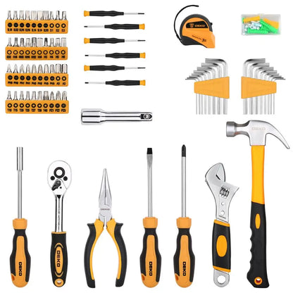 DEKO 158 Pcs Professional Car Repair Tool Set Auto Ratchet Spanner Screwdriver Socket Mechanics Tools Kit W/ Blow-Molding Box