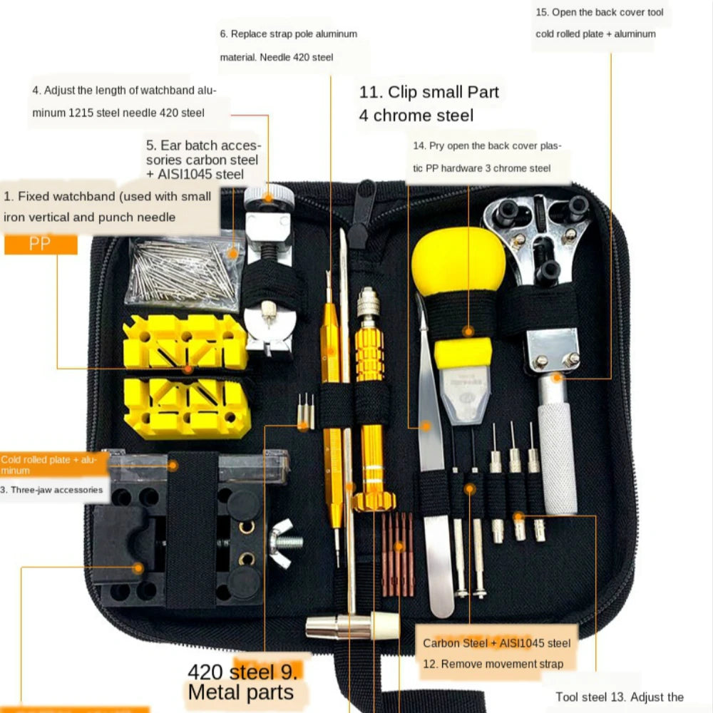 Watch Repair tool Kit Watch Link Pin Remover 148pcs/set Professional Watch Tools Clock Repair Tools Kit Bag horloge gereedschap