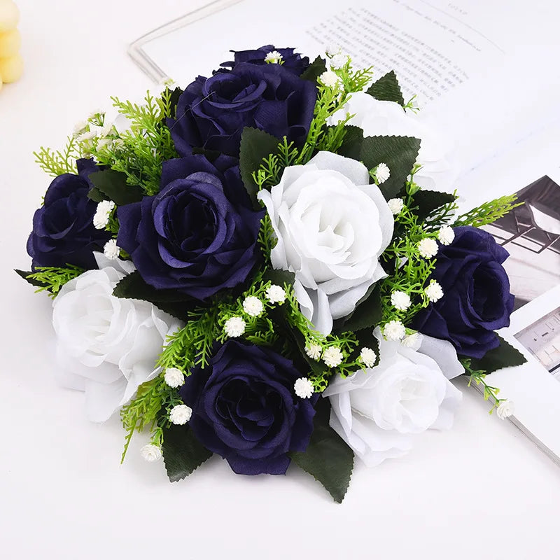 1pc Artificial Flowers Plastic Rose Ball Silk Fake Flower Floral  Wedding Birthday Party Centerpiece Table Arrangements Decor