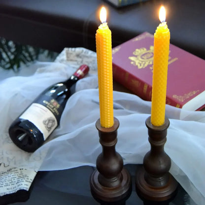 Beeswax Taper Candles Hand-Rolled Honeycomb Design Beeswax Candles Smokeless Wax Candle for Party Dating Home Dinner Table Decor