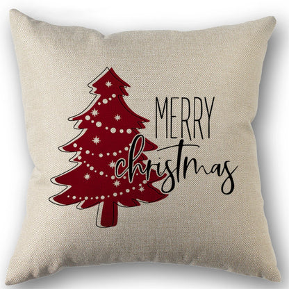 Red Christmas Pillow Covers 18x18 Set of 4 Christmas Decorations Merry Tree Joy Let It Snow FA La La Cushion Case Holiday Decor