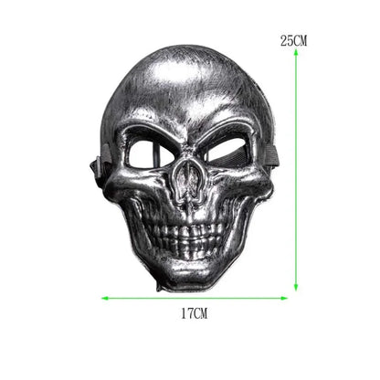 1-10PCS Halloween Horror Skull Mask Creepy Laughing Ghost Face Gold Silver Costume Prop for Party Cosplay Haunted House Decor