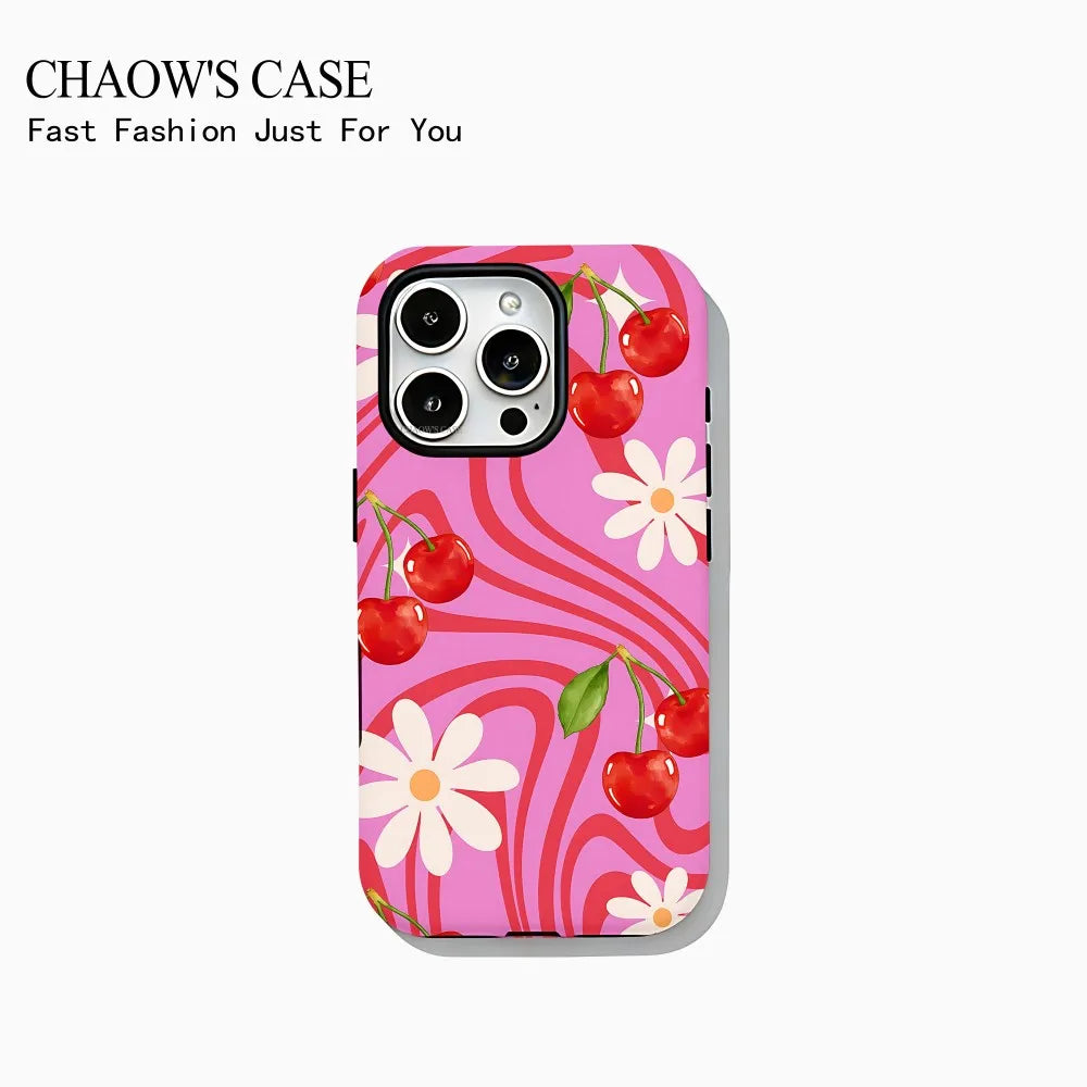 Phone Case for iPhone 17 16 15 14 13 12 11 X XS XR Air Pro Max Plus Luxury Double-layer Back Cover Fashion tropical fruit series