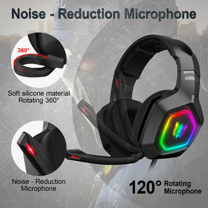 K10 RGB Gaming Headset Wired Headphones with Microphone Noise Cancelling Earphones for Computer PC Gamer