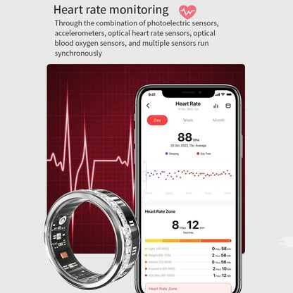 Diamond Smart Ring For Xiaomi Samsung Ring Heart Rate Pressure Blood Oxygen Sleep monitoring IP68 Waterproof Sport Modes Ring