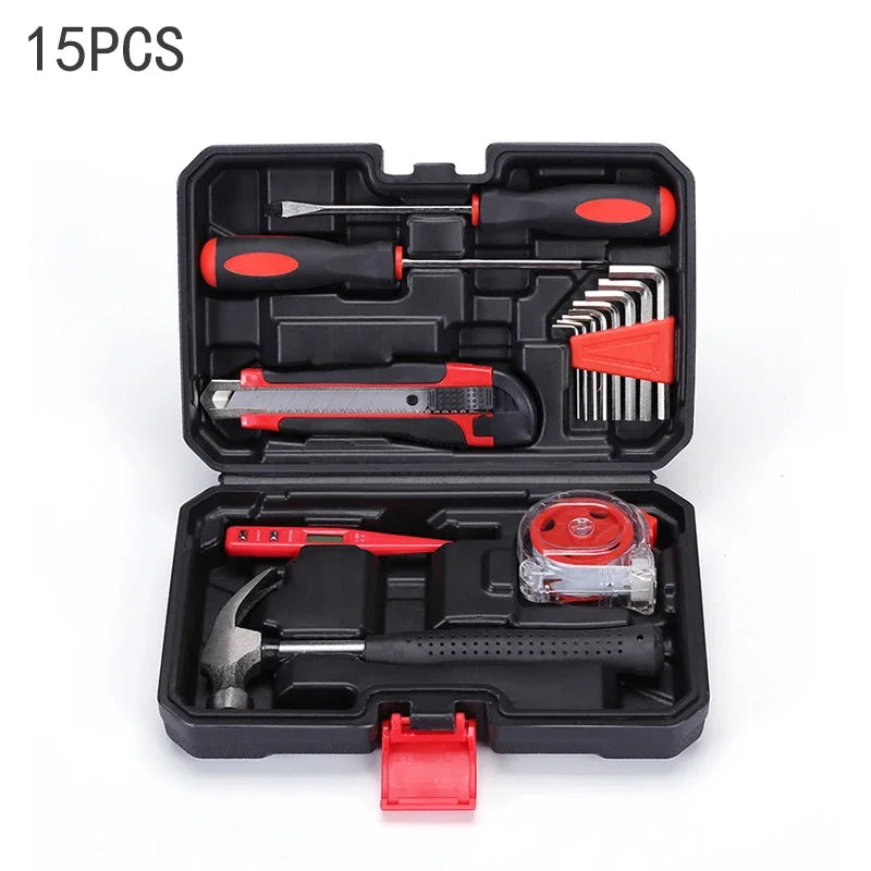 19/43/120 Piece Hand Tool Kit Set with Toolbox MultiFunctional Household DIY Tool Set with Screwdriver Hammer Wrench Pliers Tape