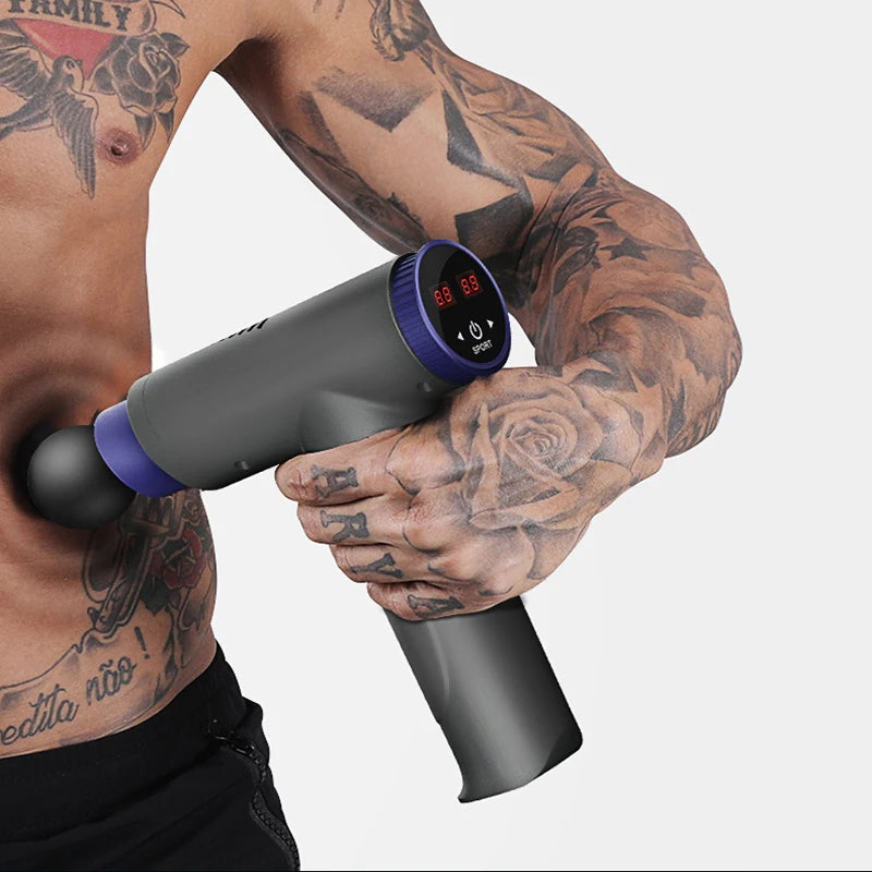 Fascia Massage Gun, LCD Display, Heat Function, Vibration Massage, Deep Muscle Relief, Portable Sports Massager