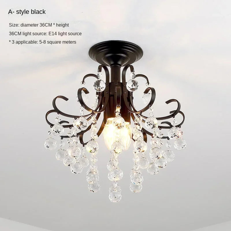 Modern Gold Crystal Small Round Ceiling Chandelier For Corridor Aisle Balcony Bedroom Living Room Led Home Indoor Light Fixtures