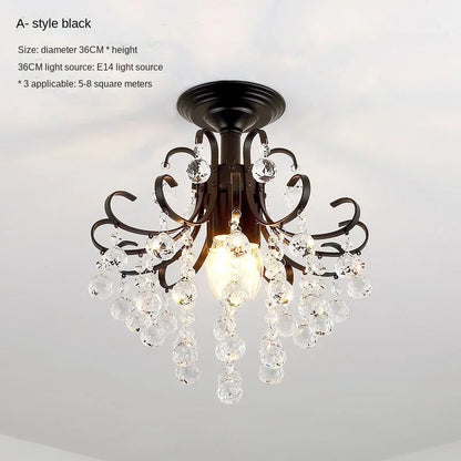 Modern Gold Crystal Small Round Ceiling Chandelier For Corridor Aisle Balcony Bedroom Living Room Led Home Indoor Light Fixtures